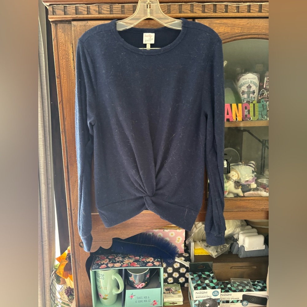 Belle Du Jour Midnight Blue Twist Front Sweater
